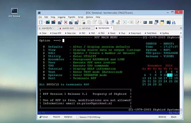 ZOC Terminal Emulation Screenshots