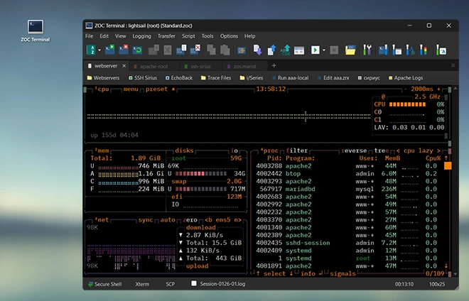 ZOC Terminal Emulation Screenshots